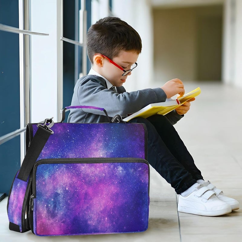 KEEPREAL Galaxy Zipper Binder for School with Shoulder Strap & Extra Pockets - 1.5 Inch 3-Ring Binder Holds 500+ Sheets, Textbooks, Laptop - Image 2